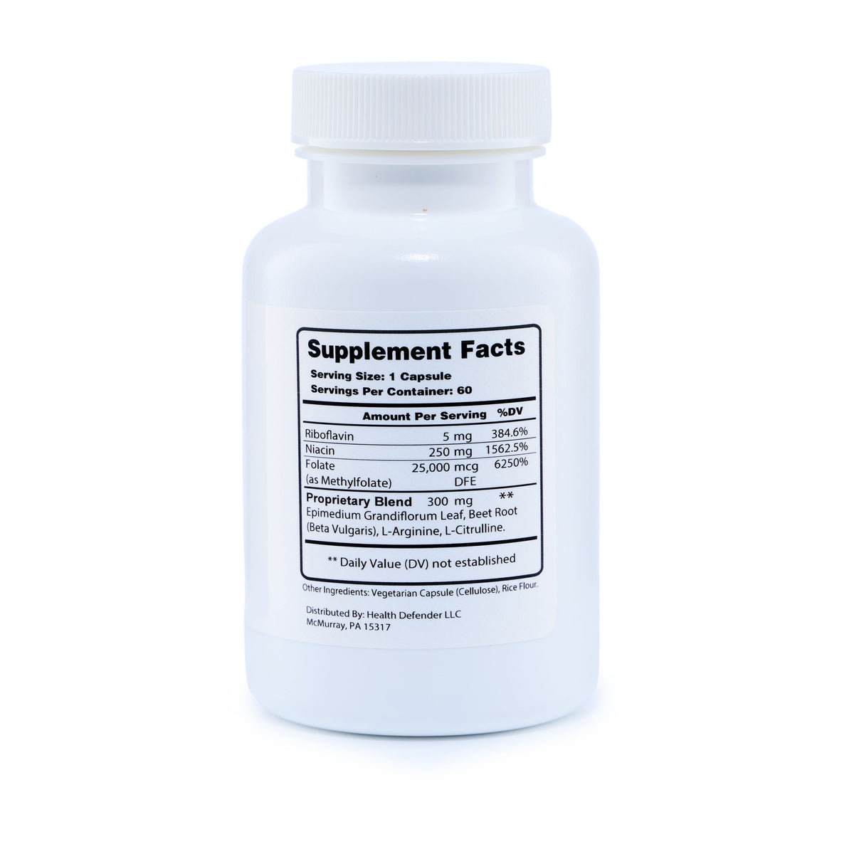 Blood Pressure Defender supplement facts label - Health Defender