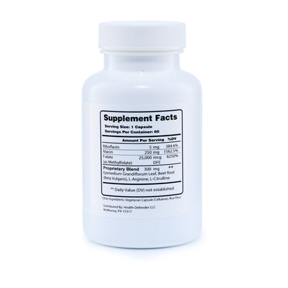 Focus Defender supplement facts label - Health Defender