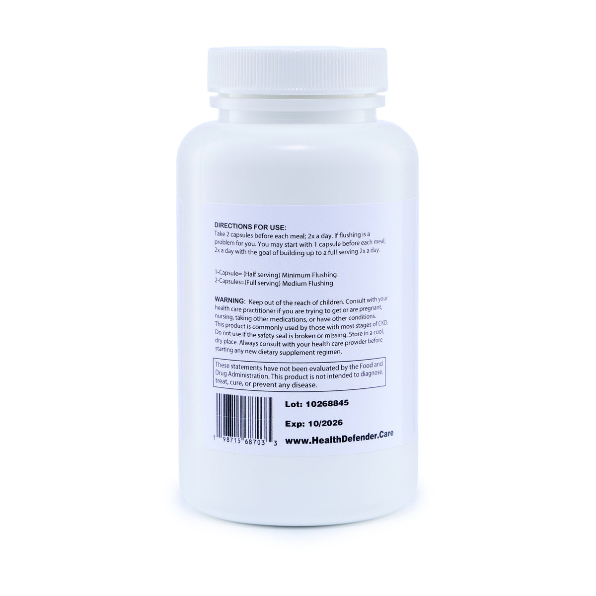Kidney Defender directions and back label - Health Defender
